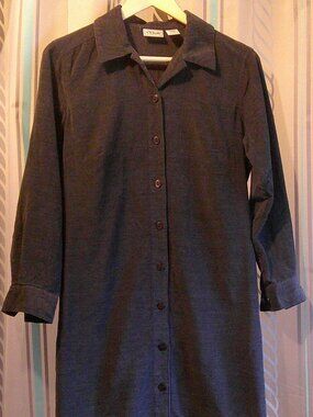 L.L.Bean Fine Wale Corduroy SHIRT DRESS Button Front Long Sleeves Warm Woman 6P